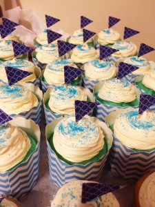 Blue Raspberry Cupcakes with Vanilla Frosting